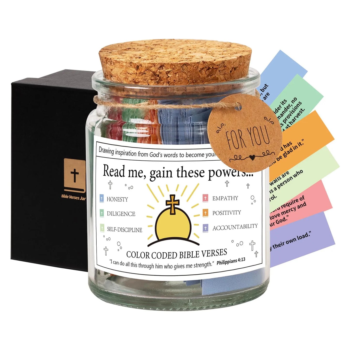 Bible Verse Jar, Read Me When Bible Verses Jar,Bible Verse Gifts, Blessings Jar, Color Coded Bible Verses In A Jar