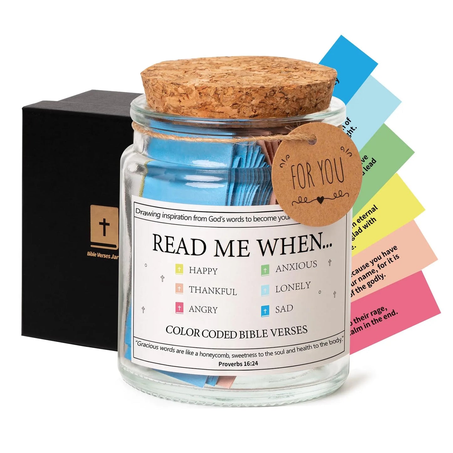 Bible Verse Jar, Read Me When Bible Verses Jar,Bible Verse Gifts, Blessings Jar, Color Coded Bible Verses In A Jar